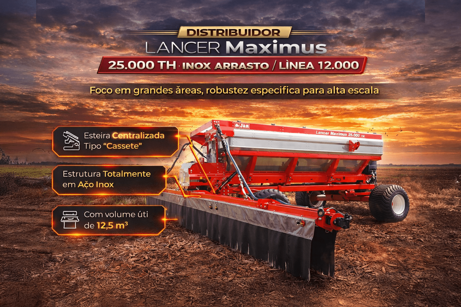 Distribuidor LANCER Maximus 25.000 TH INOX Arrasto Línea 12.000 JAN